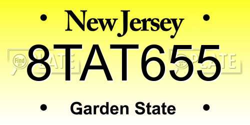 8TAT655 New Jersey License Plate
