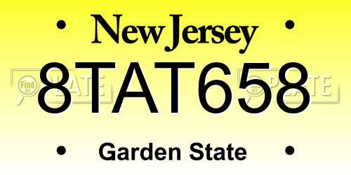 8TAT658 New Jersey License Plate