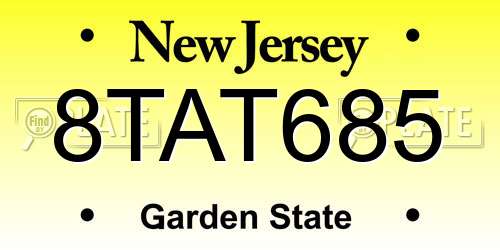 8TAT685 New Jersey License Plate