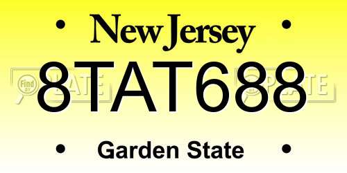 8TAT688 New Jersey License Plate