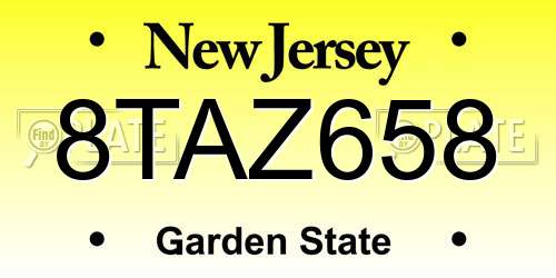 8TAZ658 New Jersey License Plate