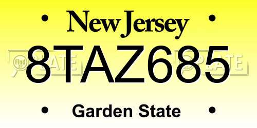 8TAZ685 New Jersey License Plate