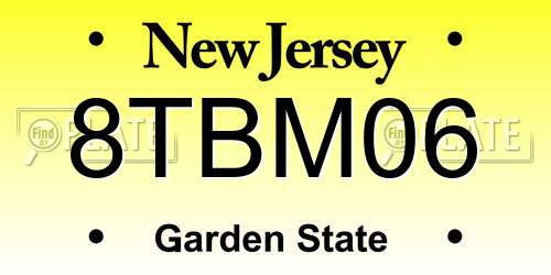 8TBM06 New Jersey License Plate