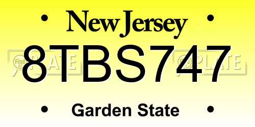 8TBS747 New Jersey License Plate