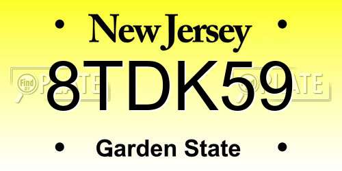 8TDK59 New Jersey License Plate