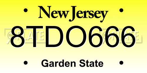 8TDO666 New Jersey License Plate