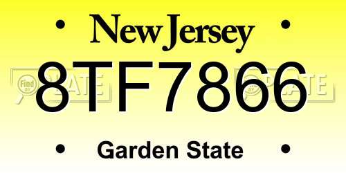 8TF7866 New Jersey License Plate