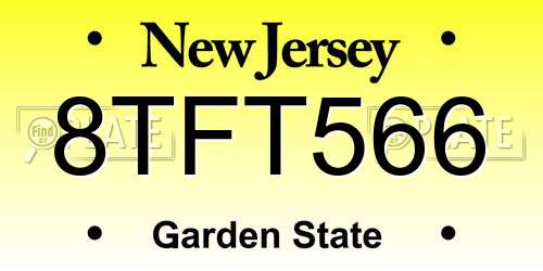 8TFT566 New Jersey License Plate