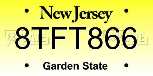8TFT866 New Jersey License Plate