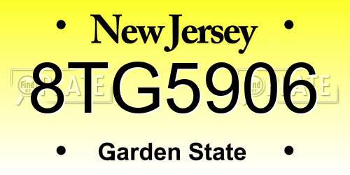 8TG5906 New Jersey License Plate