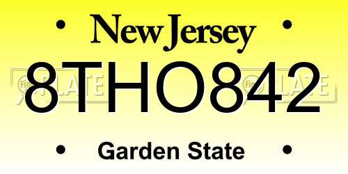 8THO842 New Jersey License Plate