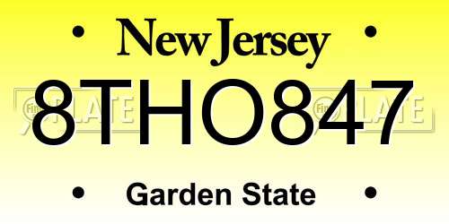 8THO847 New Jersey License Plate