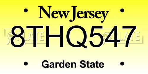 8THQ547 New Jersey License Plate