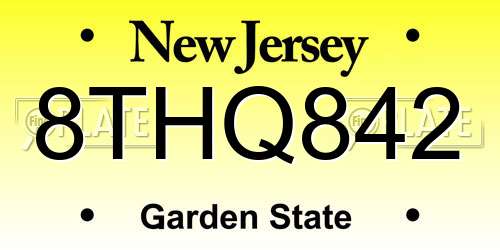 8THQ842 New Jersey License Plate