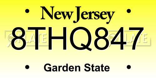 8THQ847 New Jersey License Plate