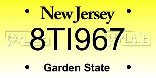 8TI967 New Jersey License Plate