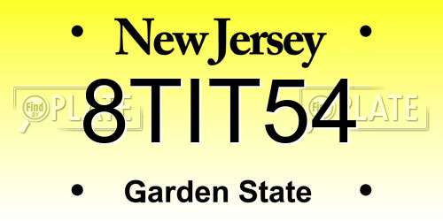 8TIT54 New Jersey License Plate
