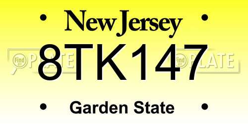 8TK147 New Jersey License Plate