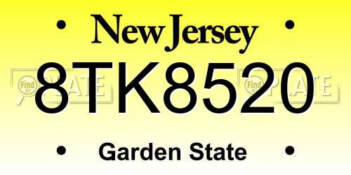 8TK8520 New Jersey License Plate