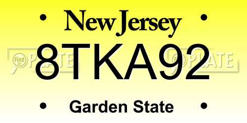 8TKA92 New Jersey License Plate