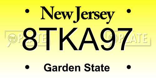 8TKA97 New Jersey License Plate