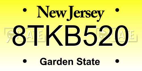 8TKB520 New Jersey License Plate