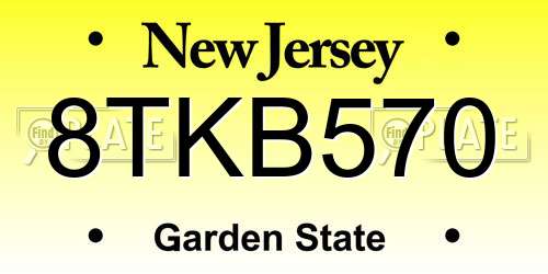 8TKB570 New Jersey License Plate