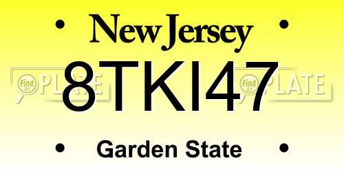8TKI47 New Jersey License Plate