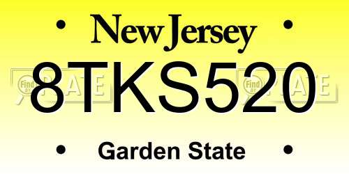 8TKS520 New Jersey License Plate