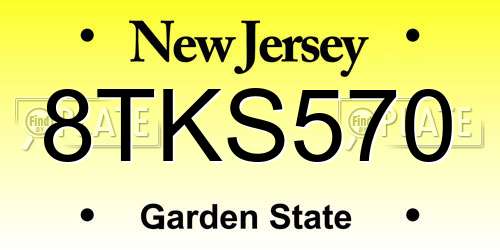 8TKS570 New Jersey License Plate