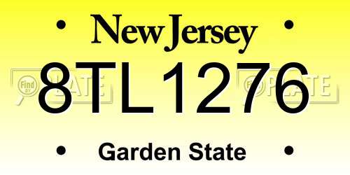 8TL1276 New Jersey License Plate