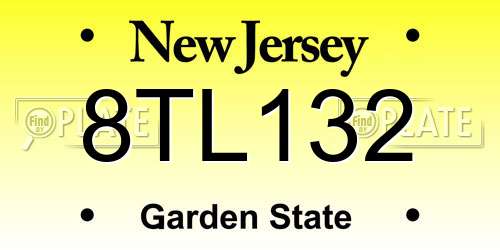8TL132 New Jersey License Plate