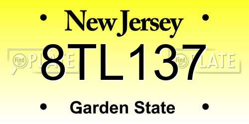 8TL137 New Jersey License Plate