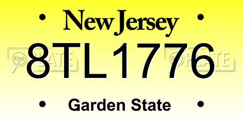 8TL1776 New Jersey License Plate