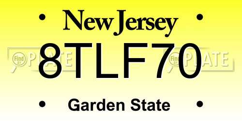 8TLF70 New Jersey License Plate