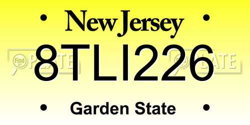 8TLI226 New Jersey License Plate