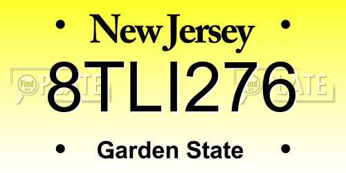 8TLI276 New Jersey License Plate