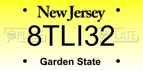 8TLI32 New Jersey License Plate