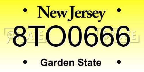 8TO0666 New Jersey License Plate