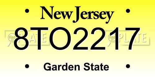 8TO2217 New Jersey License Plate