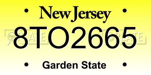 8TO2665 New Jersey License Plate