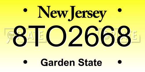 8TO2668 New Jersey License Plate