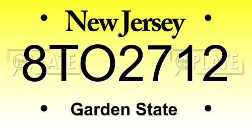 8TO2712 New Jersey License Plate