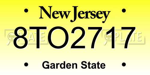8TO2717 New Jersey License Plate