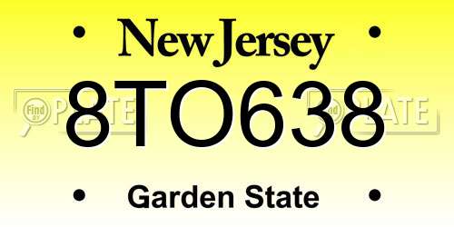 8TO638 New Jersey License Plate