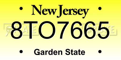8TO7665 New Jersey License Plate