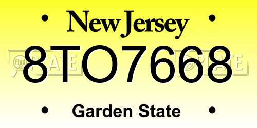 8TO7668 New Jersey License Plate