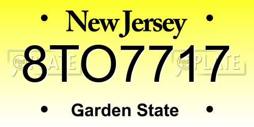 8TO7717 New Jersey License Plate