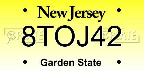 8TOJ42 New Jersey License Plate
