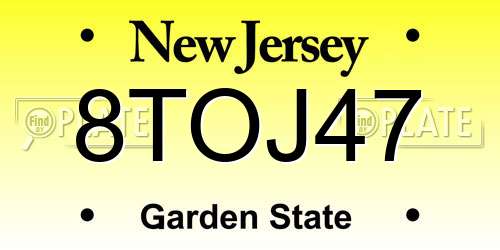 8TOJ47 New Jersey License Plate